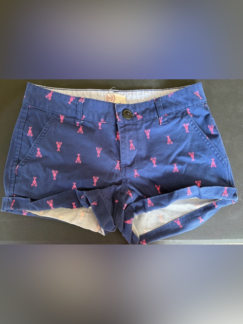 Heritage Navy Shorts with Pink Lobster Print - Women